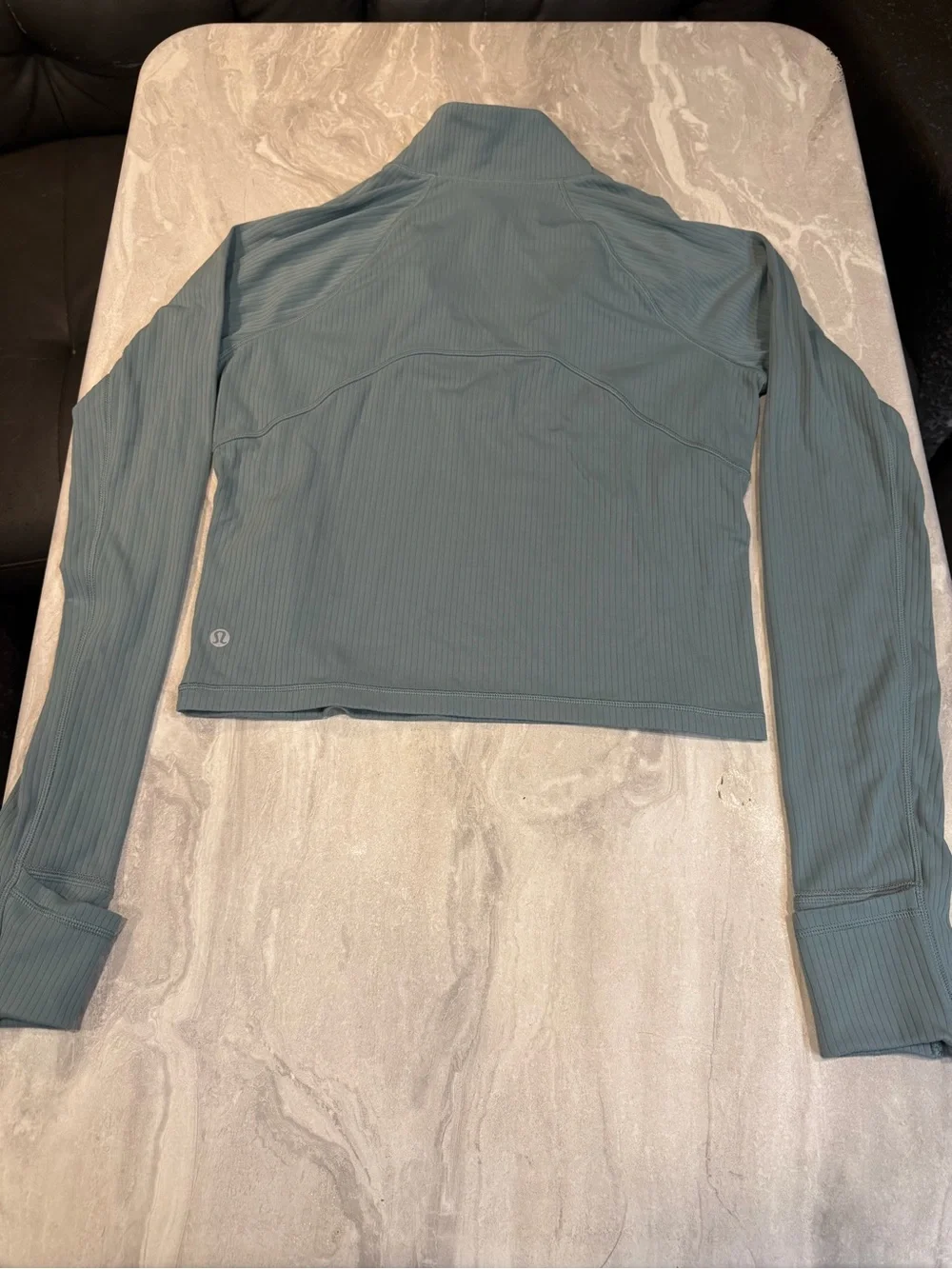 lululemon athletica Ribbed Quarter-Zip Top in Dusty Teal
